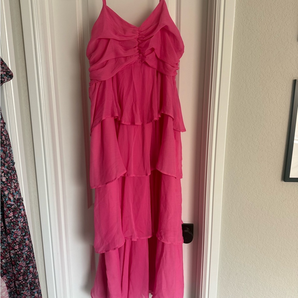 Hot Pink Tiered Maxi Dress